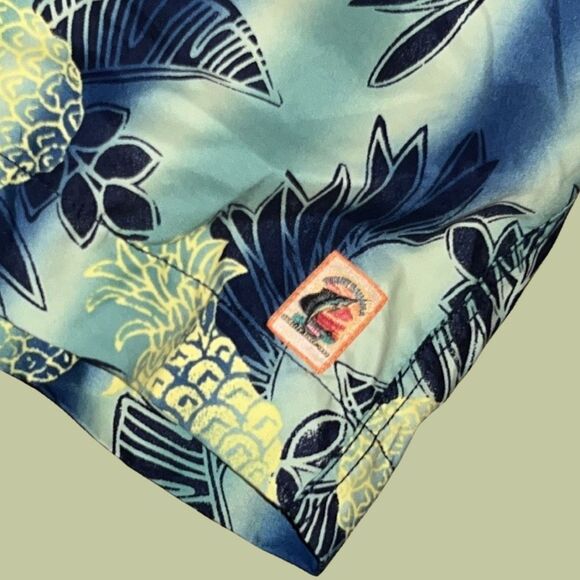 Tommy Bahama Nylon Hawaiian Pineapple Print Swim Trunks Board Shorts Size XL - Picture 3 of 6